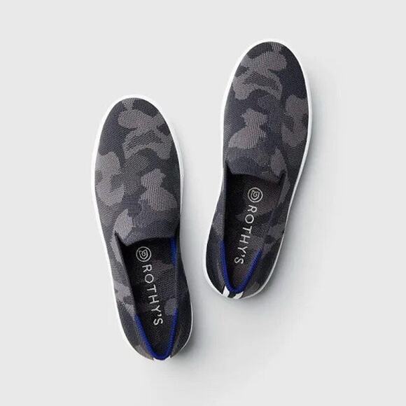 Rothy's Womens The Original Slip On Sneaker Grey Camo Camouflage Sneakers Size 9 - Picture 1 of 8